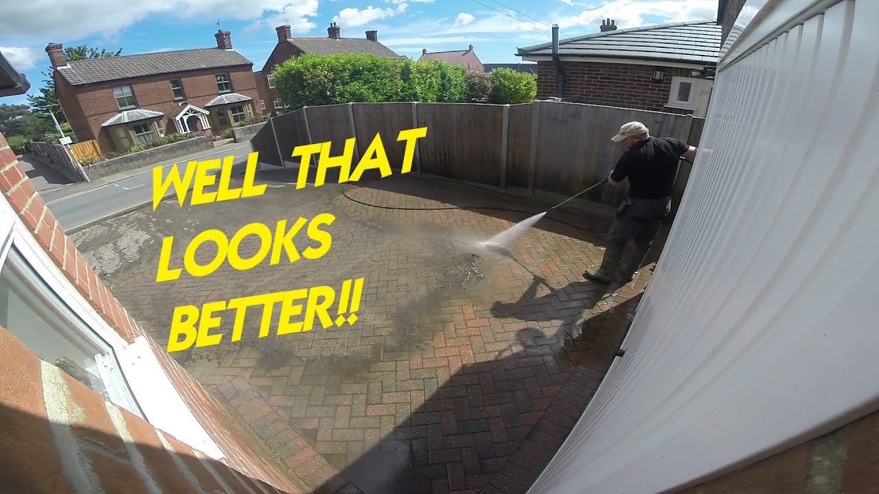 DRIVEWAY CLEANING, pressure washing dirty block paving YouTube