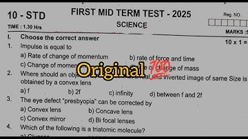 10th science first midterm exam Original question paper 2025