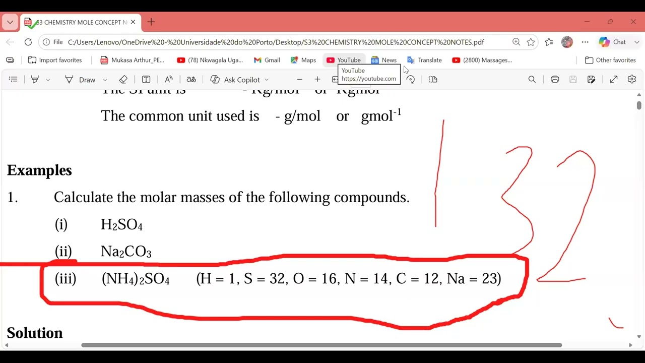 S.3 CHEMISTRY REVISION SESSION - MOLE CONCEPT - YouTube