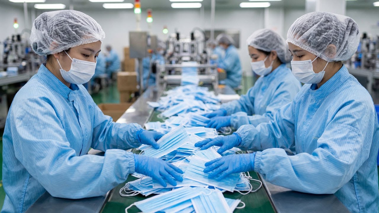 Incredible Surgical Mask Manufacturing Process in Mega Factory! (1 Million Per Day) 😷
