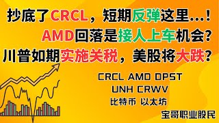抄底了CRCL，短期反弹这里...！AMD回落是接人上车机会？川普如期实施关税，美股将大跌？CRCL AMD DPST UNH CRWV 比特币 以太坊! 07012025 #美股投资 #crypto