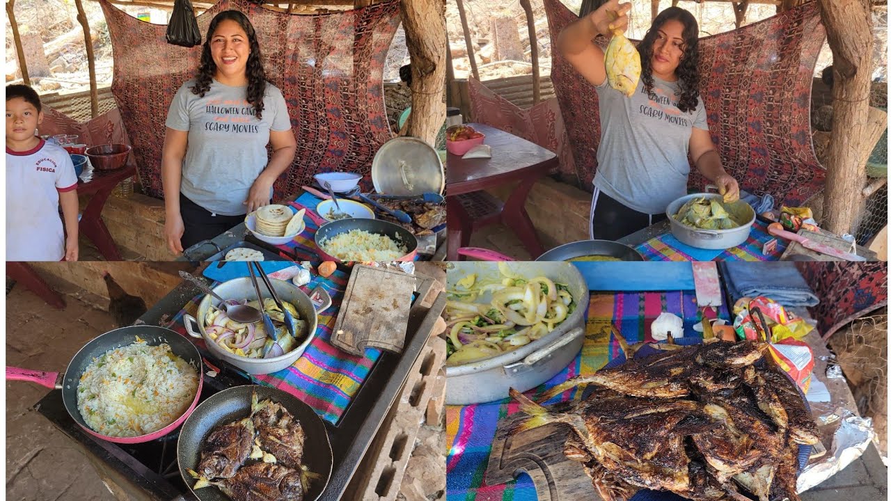 COCINANDO PESCADOS FRITOS CON ARROZ Y CEBOLLA PICANTE 