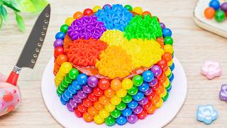Amazing Miniature Rainbow Chocolate Buttercream Flower Cake Tiny Rainbow Cake