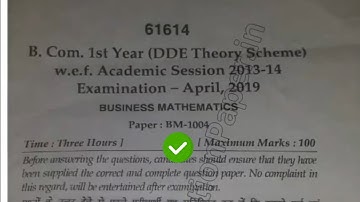 2019 Mdu BCom DDE 1st year Business Mathematics Question Paper