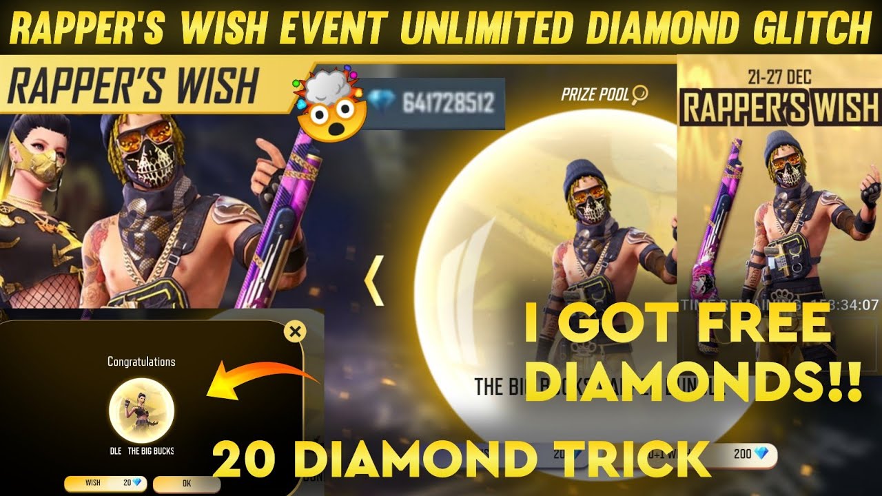 Un limited Diamonds Glitch In Rapper's Wish Event 😱Free Diamonds Bug Rapper Wish Event | Free Fire 🔥