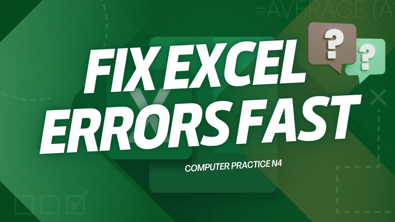 Excel Error Checking N4 | Fix #VALUE, #REF, #### Errors (Step-by-Step ...