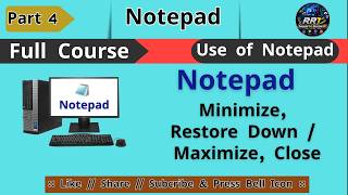 Information NOTEPAD Full Course in Hindi | Part-4 | Minimize, Maximize, Restore Down & Close Button Explained Update