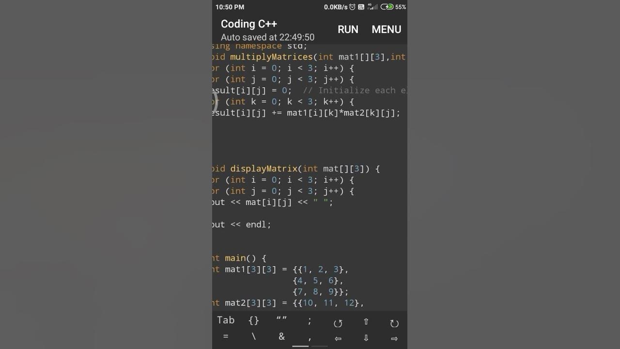 to multiply two 3x3 matrices| #coding #c++ programming #code #matrix ...