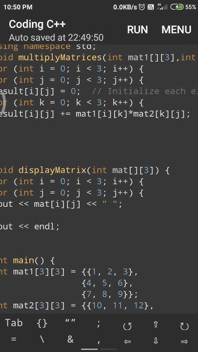 to multiply two 3x3 matrices| #coding #c++ programming #code #matrix ...