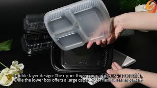 Upgrade your food packing game with our practical disposable divided lunch box!