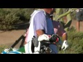 Billy Andrade gets a lucky bounce off the rocks at Charles Schwab Cup