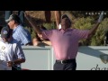 Billy Andrade gets a lucky bounce off the rocks at Charles Schwab Cup