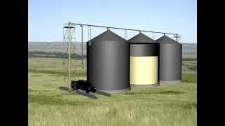 Flat Bottom Bins Serviced by a Grain Pump