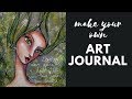 How to Make your Own Art Journal out of Upcycled Cereal Boxes and a Mixed Media Girl on the Cover.