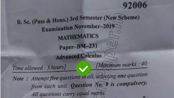 2019 Mdu BSc 3rd Sem Maths Advance Calculus Question Paper