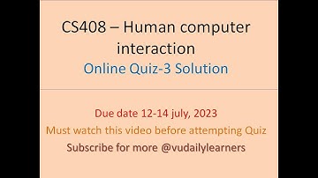 CS408-Human computer interaction(Quiz no3)solution|Virtual universityofpakistan@vudailylearners9238