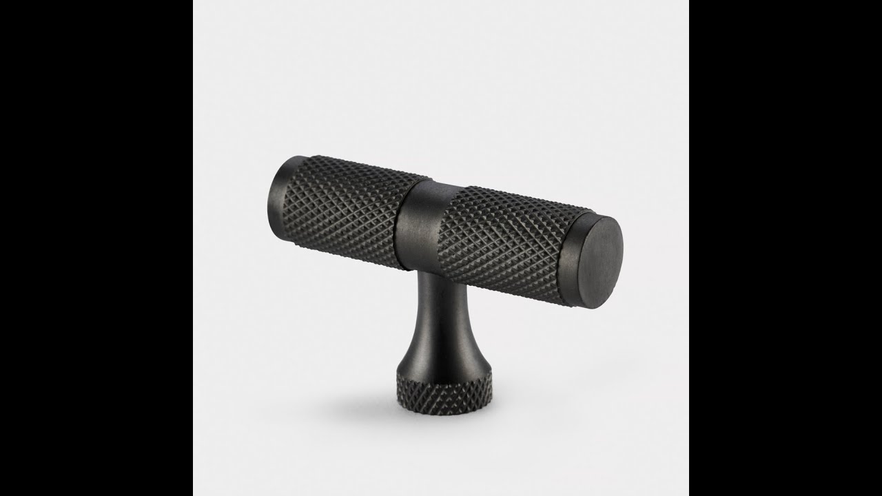 PUSHKA HOME - P171 - Solid Brass Gunmetal Grey Knurled T Bar.