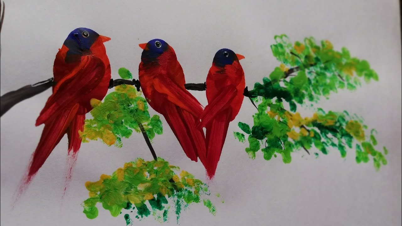 Finger painting birds YouTube
