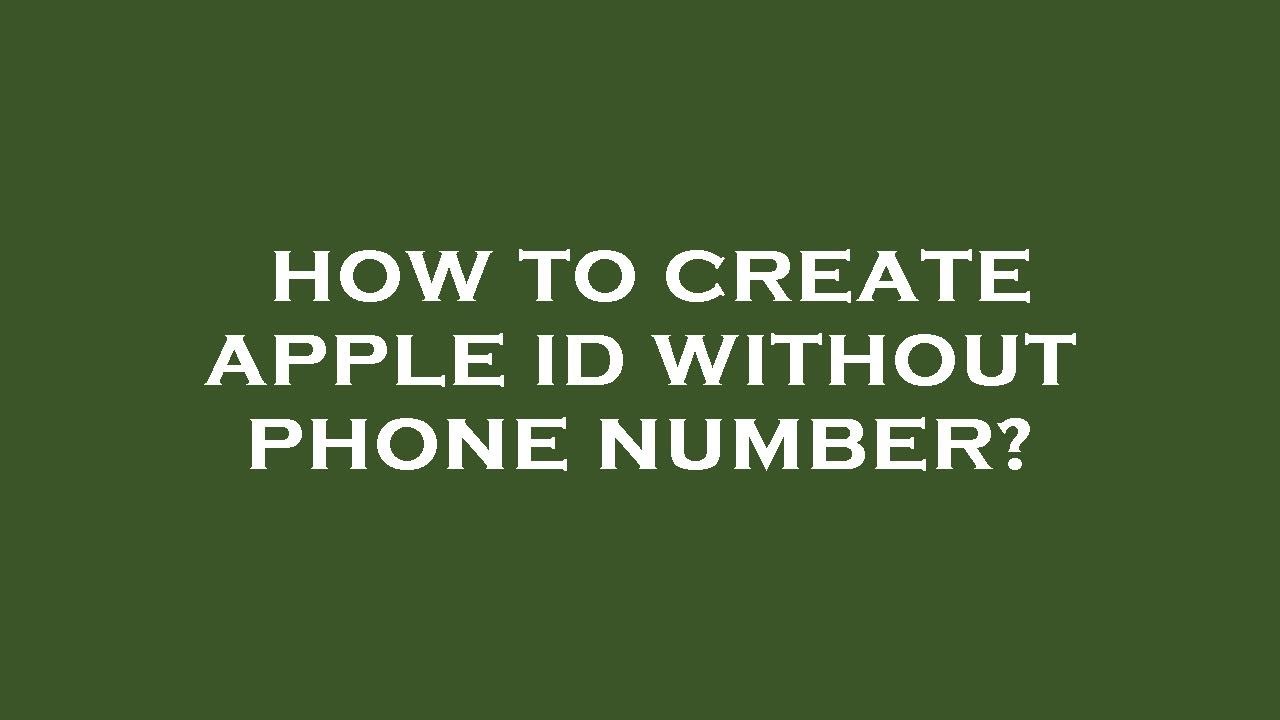 How to create apple id without phone number? - YouTube