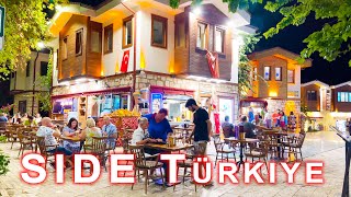 SIDE TÜRKEI. Ein Abendspaziergang durch die wunderschöne Altstadt von Side in der Türkei 4K  #side