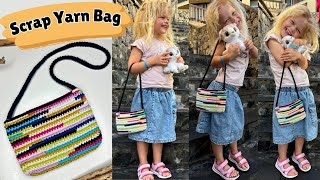 How to Crochet a Simple Scrap Yarn Bag | FREE Crochet Pattern