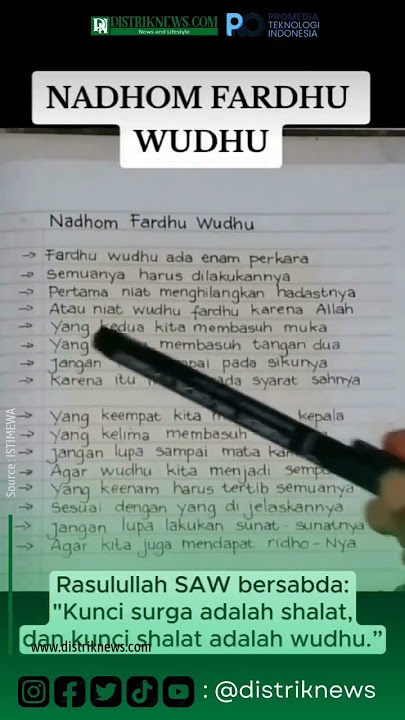 Nadhom Fardhu Wudhu #distriknews #nadhom #fardhuwudhu #sholat #hadis #rasulullah #nabimuhammadsaw