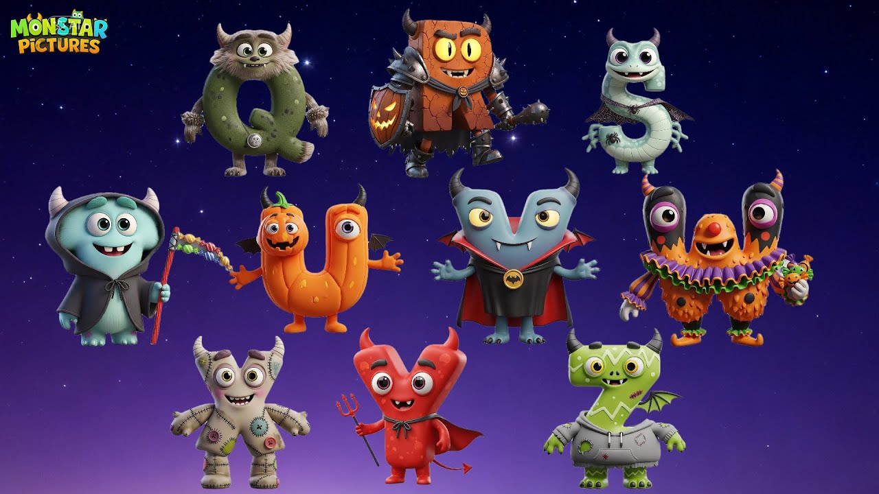 Learn ABC with Halloween Monsters | Cute Alphabet Song for Kids and ...