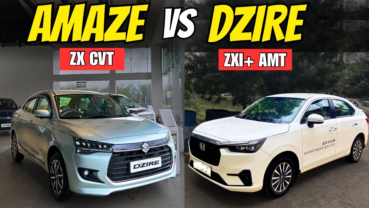 Honda Amaze vs Maruti Suzuki Dzire | Amaze ZX CVT vs Dzire ZXI+ AMT | Detailed Comparison