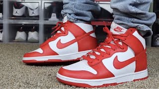 Dunk High "Championship Red" Feet + - YouTube