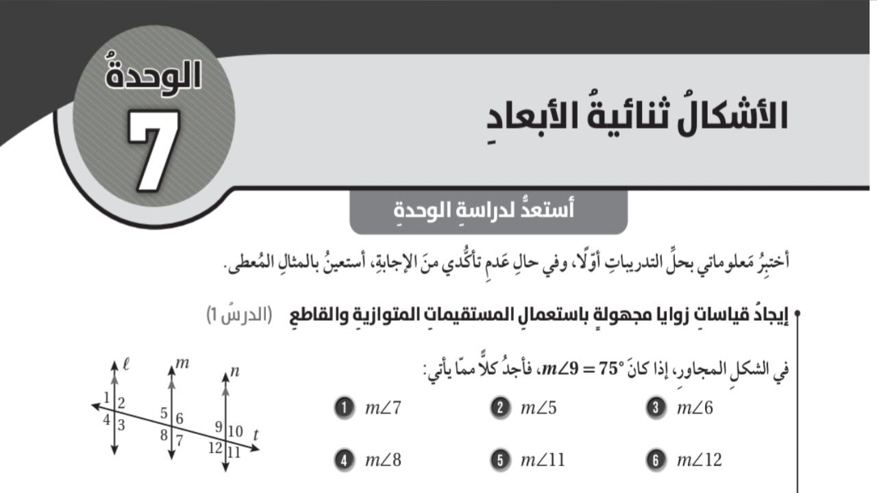 (23)أستعد لدراسة الوحدة السابعة: الأشكال ثنائية الأبعاد (كتاب التمارين) #الصف الثامن#الفصل الثاني