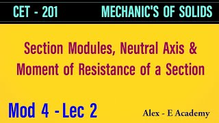 CET 201 - MOS | Section Modules, Neutral Axis, Moment of Resistance, MOI | Mod 4 - Lec 2 | S3 KTU