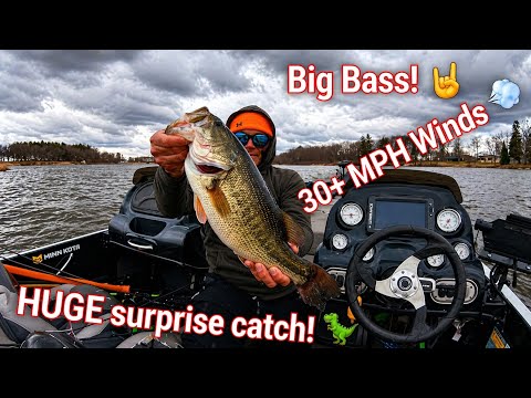 Big Bass, High Winds and A Surprise GIANT! Early Spring Iowa fishing