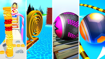 Pancake Run vs Spiral Roll vs Rollance vs Action Balls - All level gameplay Android, IOS