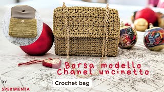 Modello Chanel borsa dorata uncinetto - crochet bag