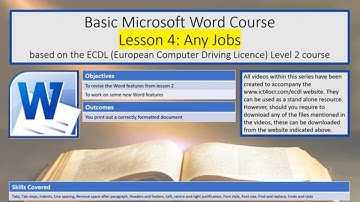 ECDL Level 2 Word Lesson 4 Any Jobs