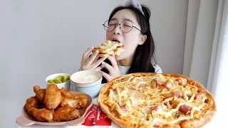 그 유명한 마요네즈 추가 도미노 포테이토 피자 먹방! 느끼폭탄🥔💛REALSOUND MUKBANG | Domino’s Pizza,Chicken :D screenshot 5