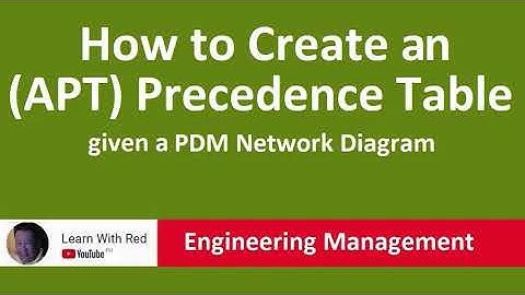 Create an Activities Precedence Table Given a PDM Network Diagram