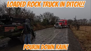 I HAD TO USE TWO TRUCKS TO GET THE TRAILER TO COME BACK UP ONTO THE ROAD! IT’S SLICK!! #heavyrescue 