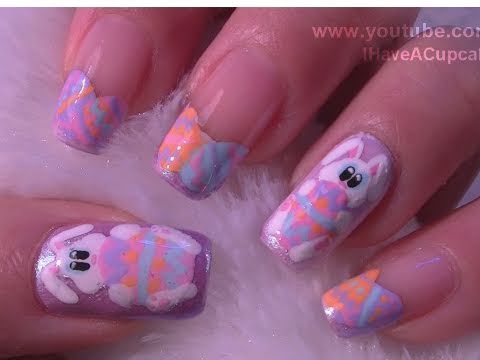 Easter Bunny Nail Art / Arte para las uñas con diseño de conejito