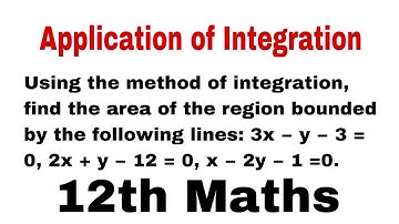 find the area of the region bounded by 3x − y − 3 = 0, 2x + y − 12 = 0, x − 2y − 1 = 0.