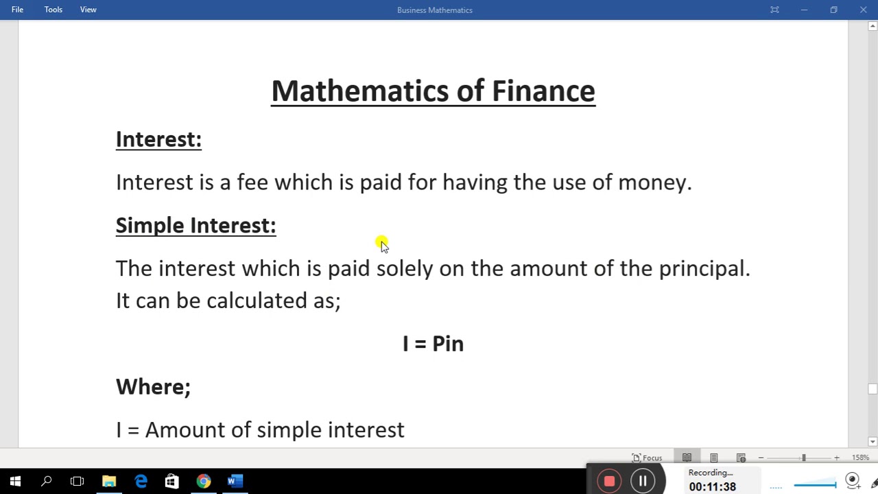 Lecture 33 Business Mathematics Mathematics of Finance YouTube