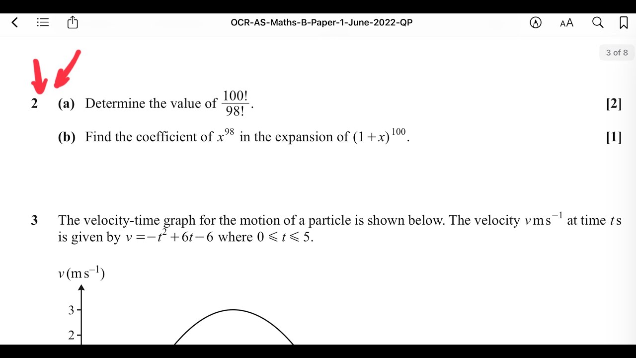 OCR MEI Maths A-Level Past Papers June 2022 (AS Paper 1) Q2 - YouTube