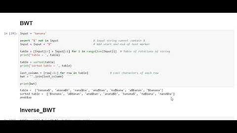Burrow Wheeler Transform (BWT)  Python Code