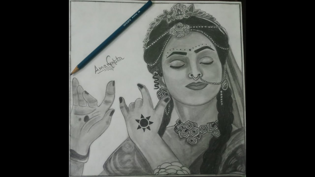 Pencil Sketch Sketch of Radha Drawing of Radha Serial Radha