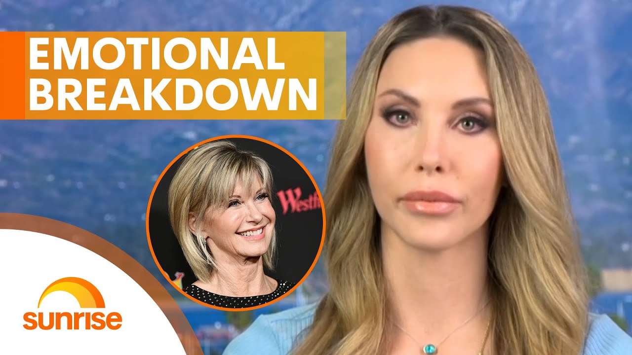 Olivia NewtonJohn daughter's emotional breakdown on live TV Sunrise