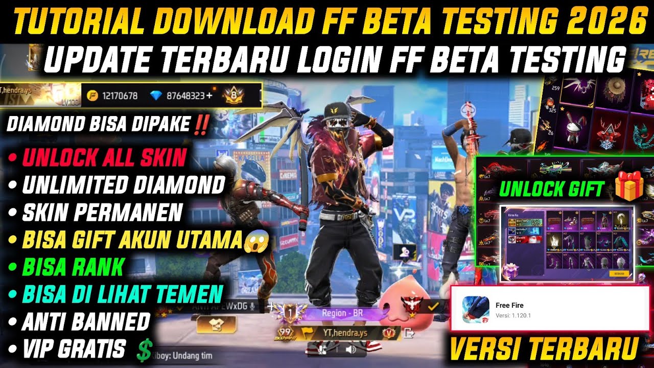 100 % WORK‼️ CARA DOWNLOAD FF KIPAS ORI 2026 VIP GRATIS!! FF BETA 2026 SEMUA HP