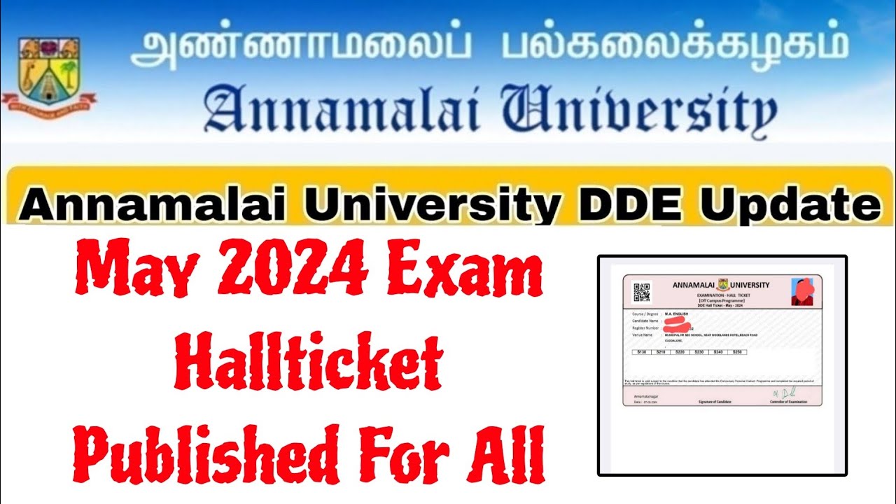 Annamalai University CDOE May 2024 Exam Hallticket Published -How to Download?