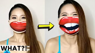 TRANSFORMATION FACE MASK | LAUGHS GUARANTEED! How To Wear 3 Designs Fabric Masks