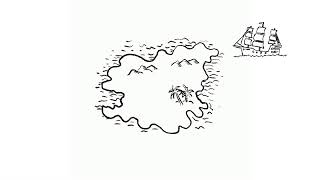Pirate Treasure Map Drawing Time Lapse 2D Animation