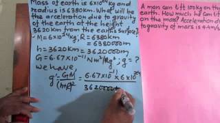 Numerical g'= GM/(R+h)2